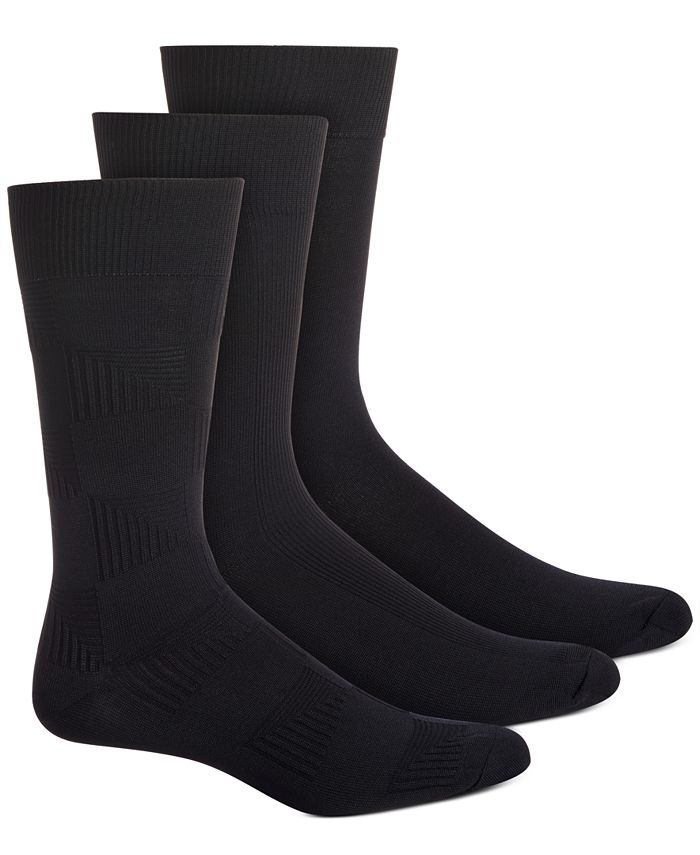 Perry Ellis Men's 3 Pk Microfiber Socks Black Size Regular