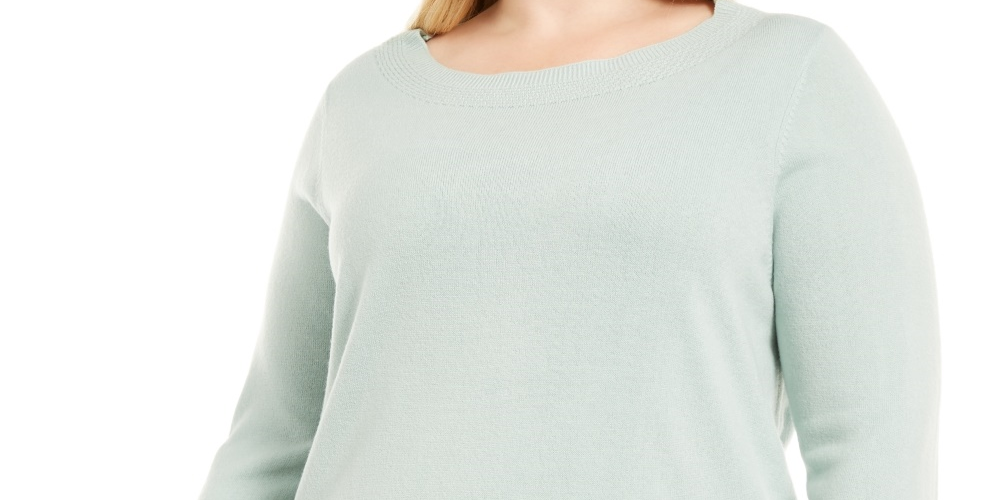 Alfani Women's Plus Boatneck Pullover Sweater Blue Size 3X