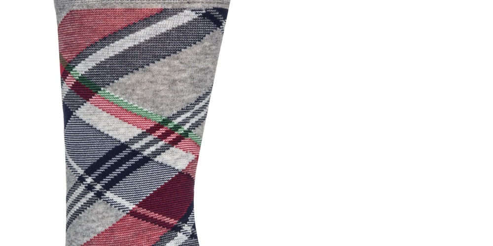 Cole Haan Men's Diagonal Plaid Crew Socks Gray Size 7-12