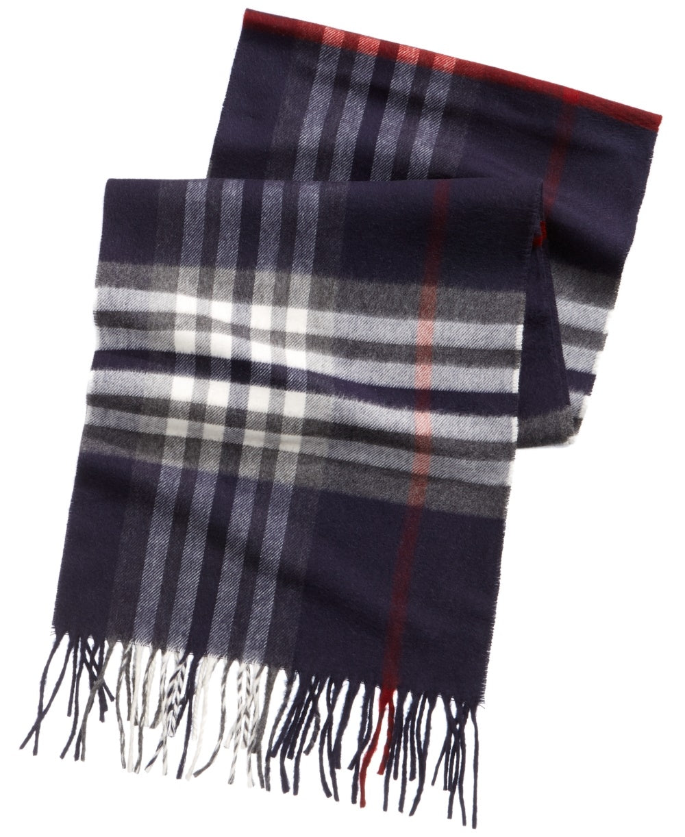 V. Fraas Cashmink Oversized Check Scarf Navy Size Regular