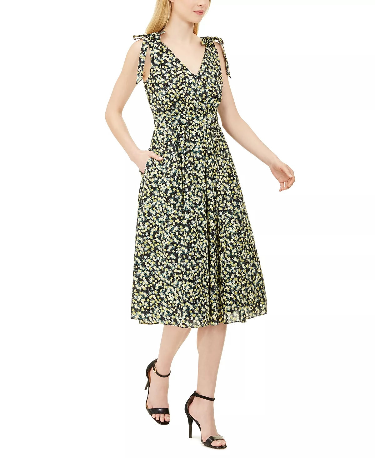 Calvin Klein Women's Sleeveless Below The Knee Fit Flare Evening Dress Green  Size 10