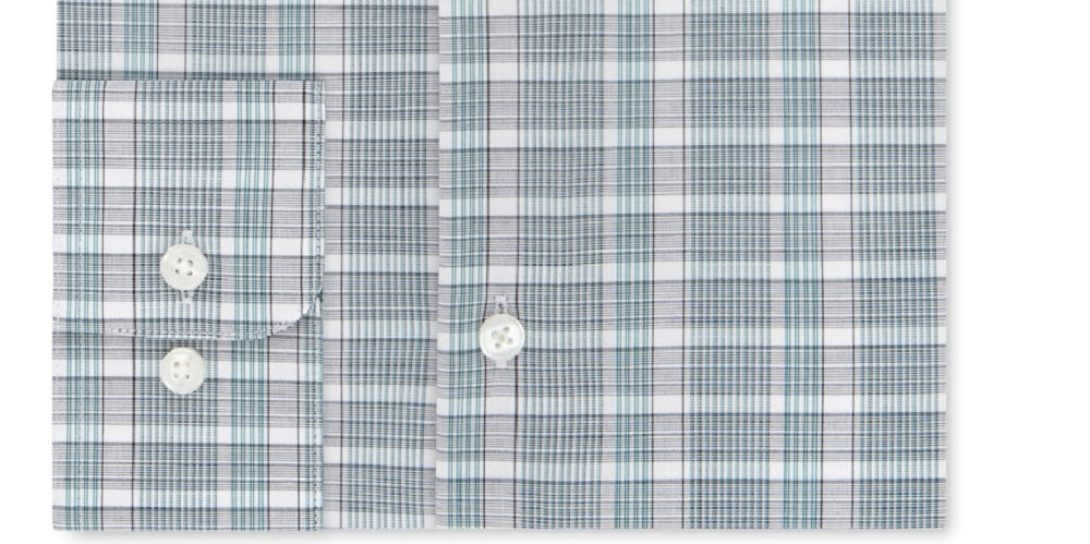 Calvin Klein Men;s Green Plaid Collared Classic Fit Moisture Wicking Dress Shirt Green Size 17.5-36/37