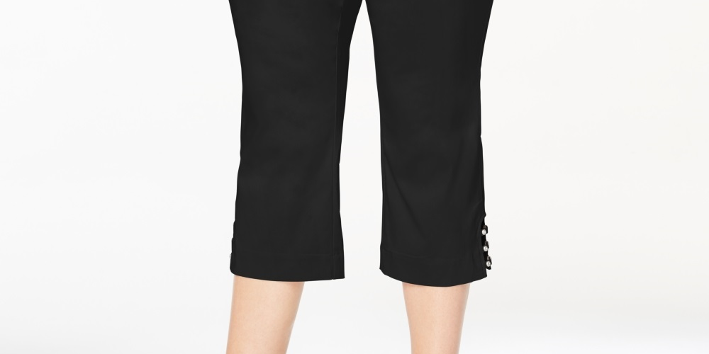 JM Collection Women's Tummy Control Capri Pants Black Size Small