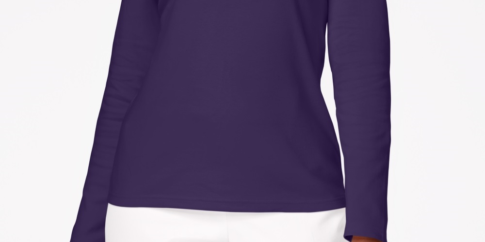 Karen Scott Women's Cotton Scoop Neck Top Purple Size PL