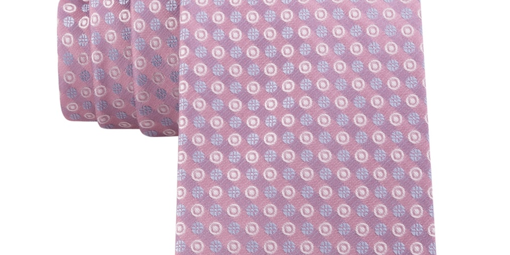 Calvin Klein Men's Mini Bullseye Slim Silk Tie Pink Size Regular
