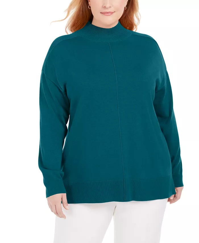 Karen Scott Women's Plus Size Cotton Mock-Neck Sweater Purple Size 1X