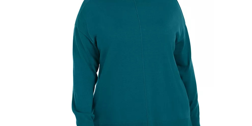 Karen Scott Women's Plus Size Cotton Mock-Neck Sweater Purple Size 1X