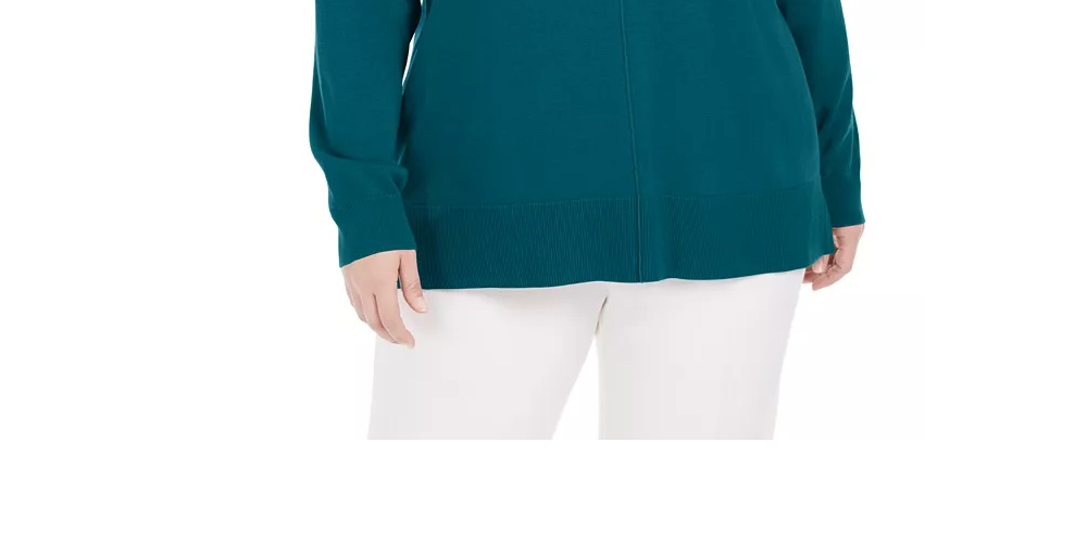 Karen Scott Women's Plus Size Cotton Mock-Neck Sweater Purple Size 1X
