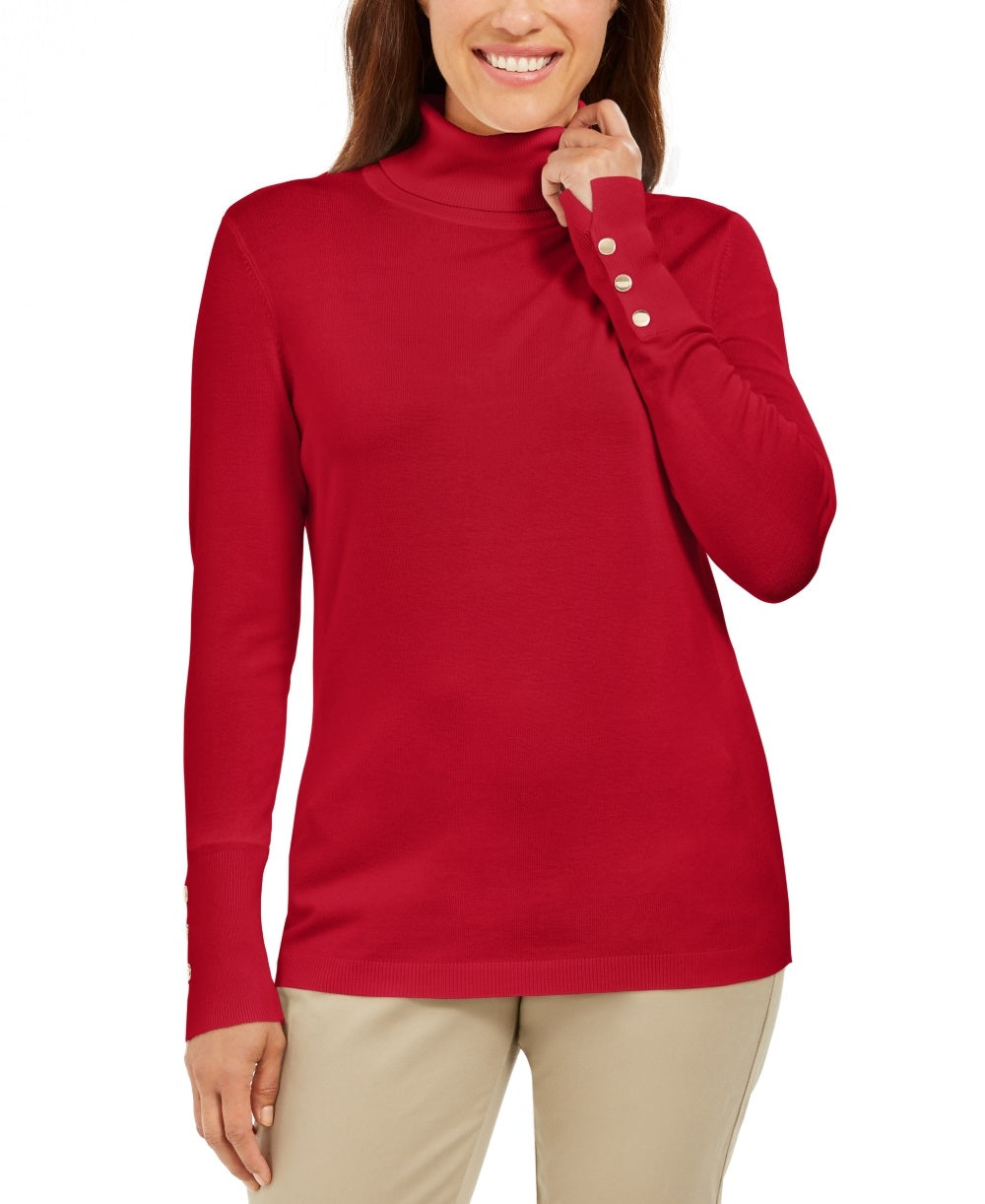 JM Collection Women's Turtleneck Sweater Red Size S