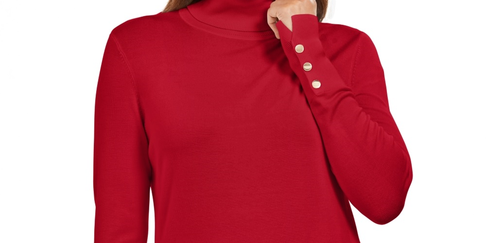 JM Collection Women's Turtleneck Sweater Red Size S