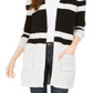Style & Co Women's Striped Chenille Open Front Cardigan BlackSize M