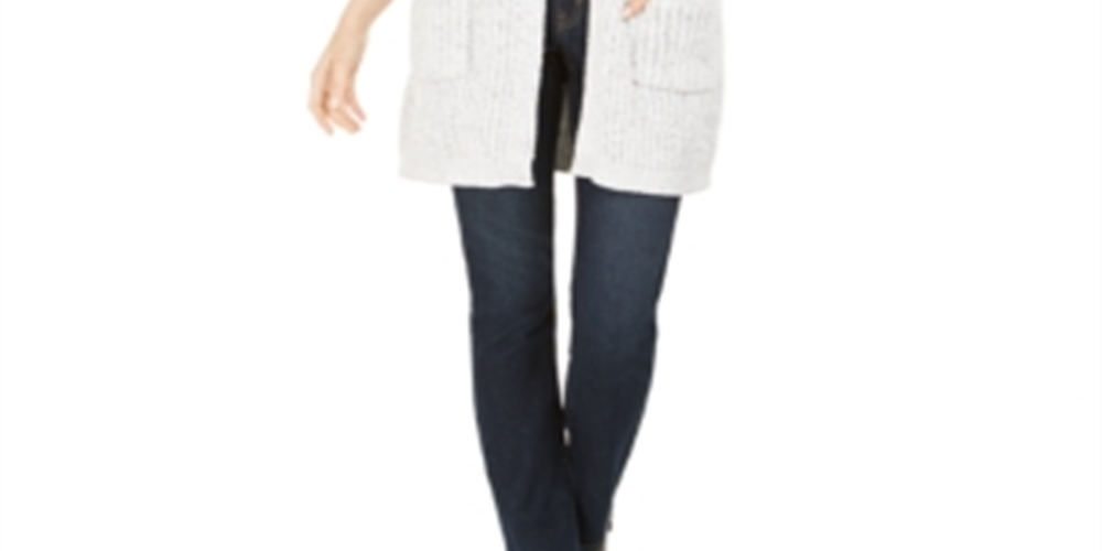 Style & Co Women's Striped Chenille Open Front Cardigan BlackSize M