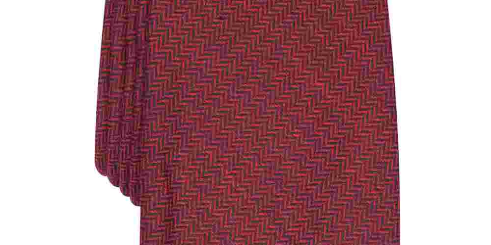 Tasso Elba Men's Classic Herringbone Tie Red Size Regular