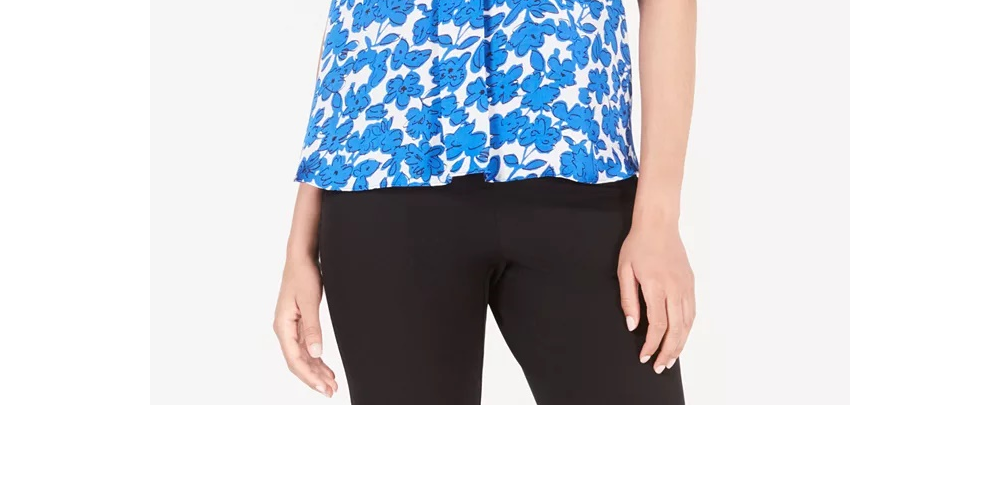 Alfani Women's Floral-Print Blouse Created The Navy Size Small