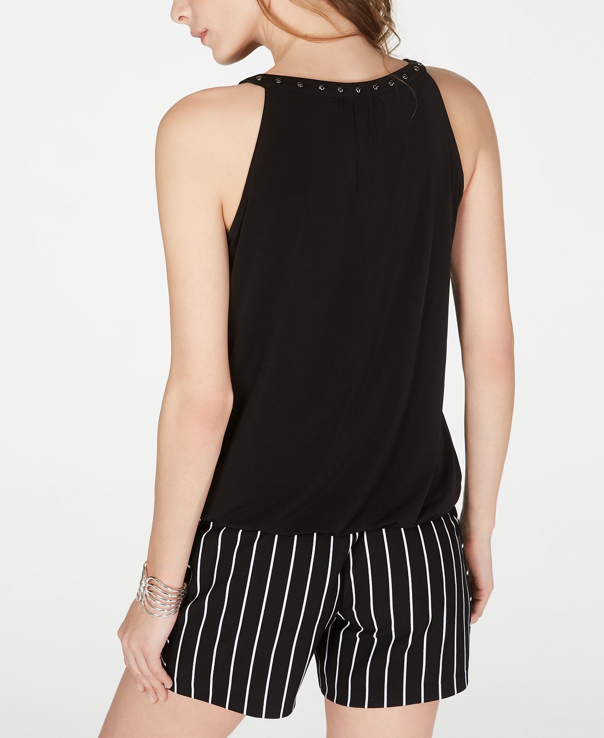 INC International Concepts Women's Studded Halter Top Deep Black Size Medium