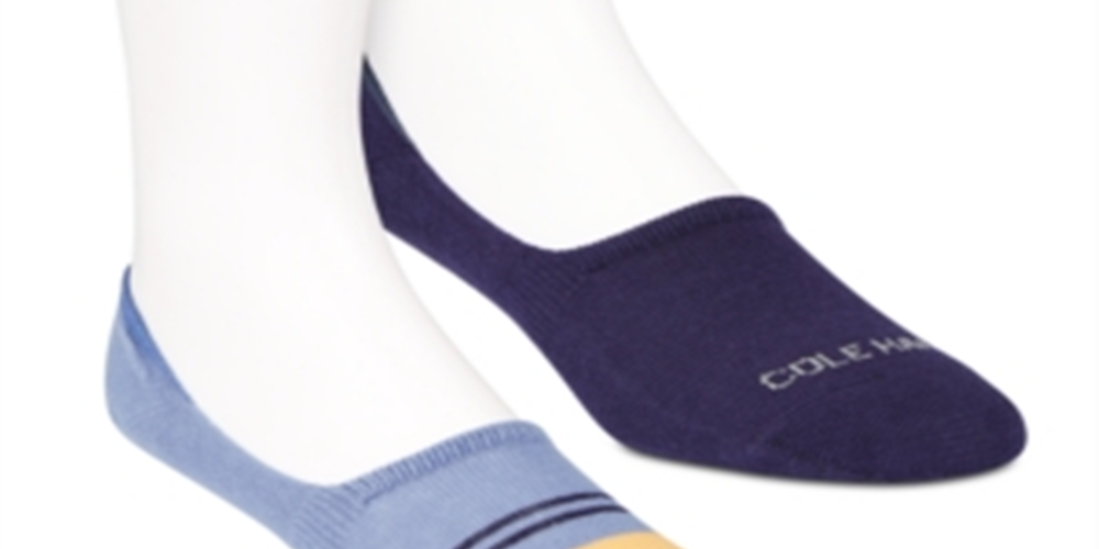 Cole Haan Men's 2 Pack Combed Liners Cotton Sock Blue One Size
