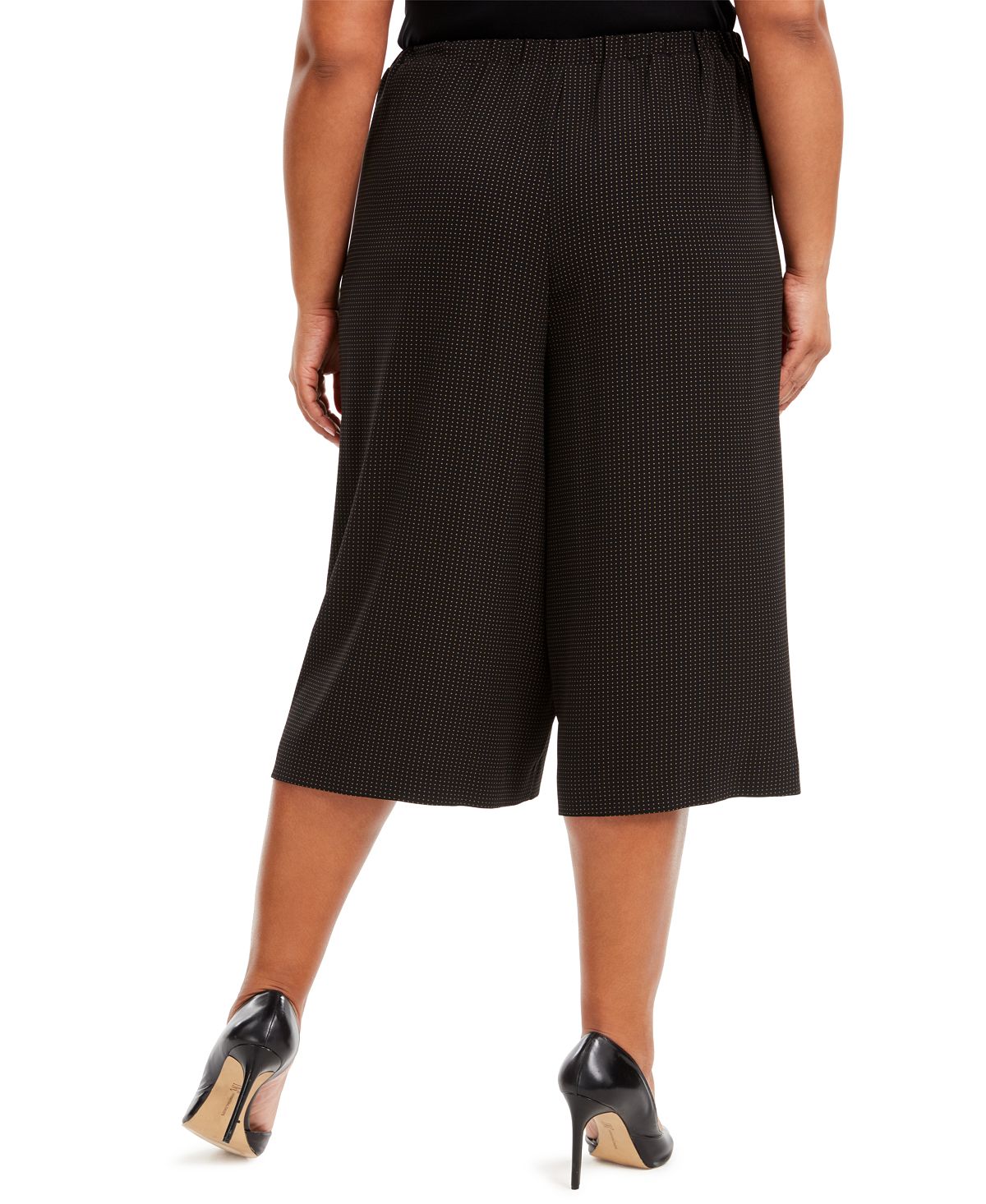 Anne Klein Women's Plus Pull on Polka Dot Culottes Pants Black Size 2X