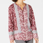 Style & Co Women's  Patchwork-Print Top Red Size Small