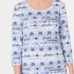 Karen Scott Women's Petite Ikat Printed Top Blue Size PL