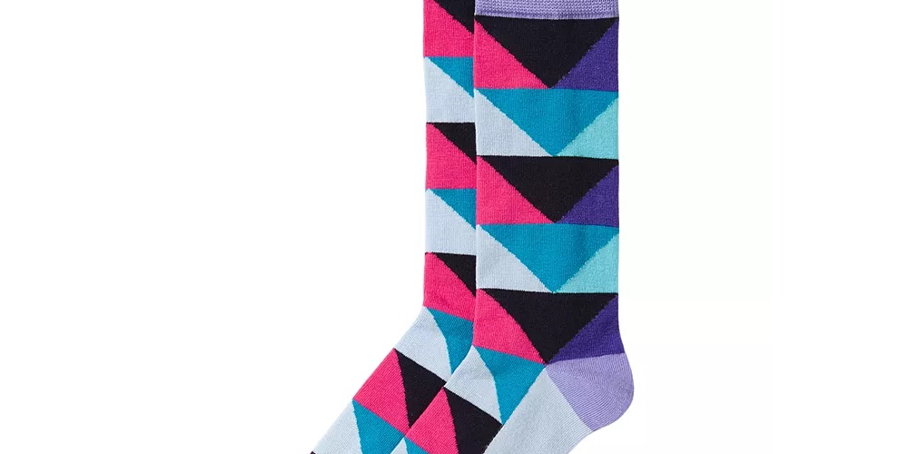 Alfani Men's Alfatech Multi Color Triangles Dress Socks Lavender Blue Size Regular