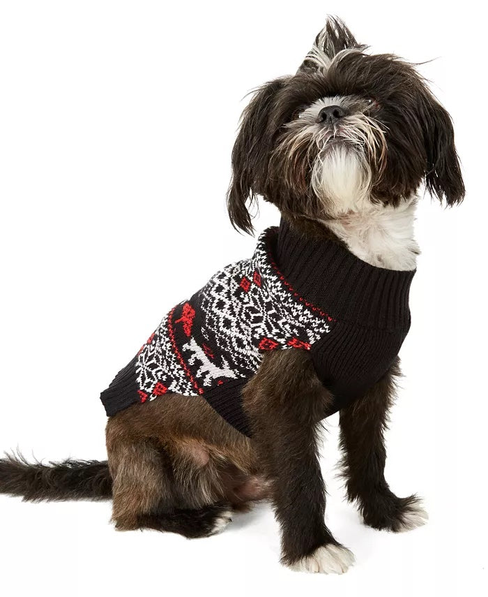 Charter Club Fair-Isle Dog Family Family Sweater Black Size M