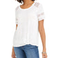 Style & Co Lace Inset Top White Size Small