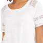 Style & Co Lace Inset Top White Size Small