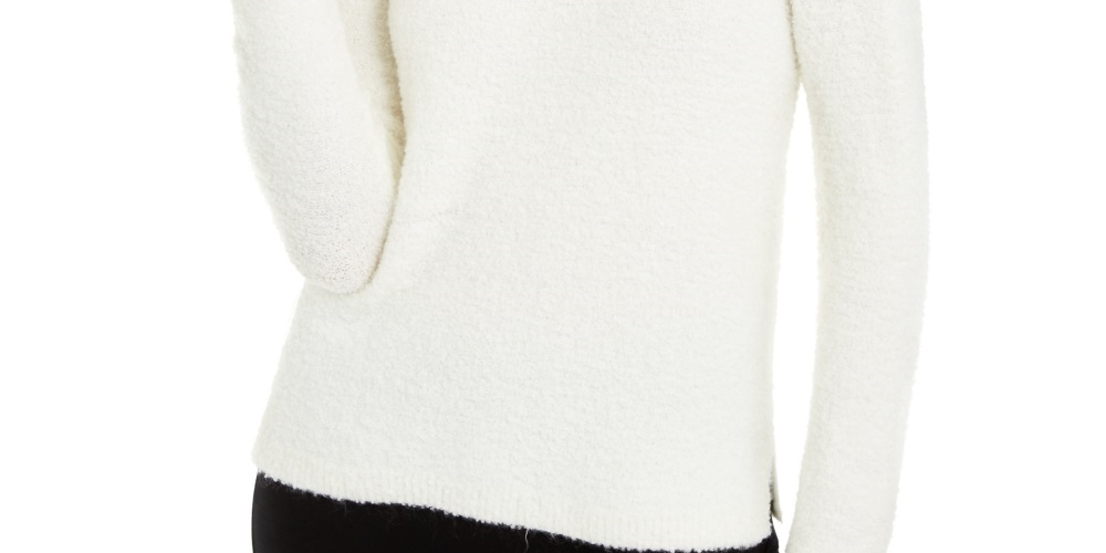 Alfani Women's Mock Neck Boucle Sweater White Size Small