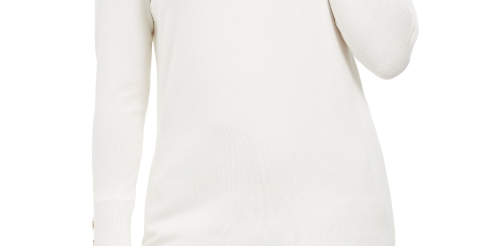 JM Collection Women's Turtleneck Sweater White Size PXL