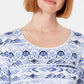 Karen Scott Women's Petite Ikat Printed Top Blue Size PXL