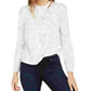 Lucky Brand Women's Smocked Yoke Blouse Blue Size X-Large