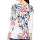 Charter Club Women's Polka Dot Floral Print Top White Size X-Small