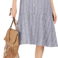 Style & Co Striped Button-Front Linen-Blend A-Line Dress Blue Size Large