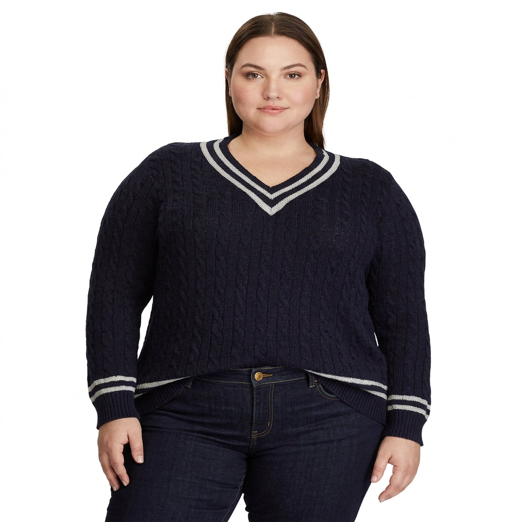 Ralph Lauren Women's Metallic Cricket Sweater Blue