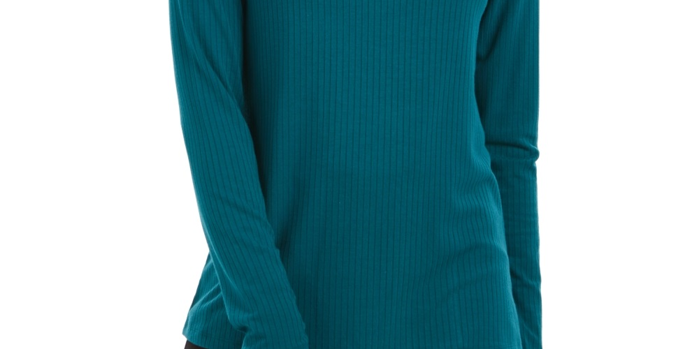 Charter Club Women's Heathered Ribbed Turtleneck Top Green Size X-Large
