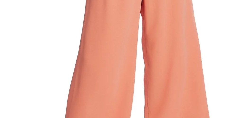 1.STATE Women's Wide Leg Crepe Trousers Orange Size X-Large