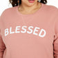 Love Tribe Women's Trendy Plus Blessed Graphic Print Top Pink Size 3X