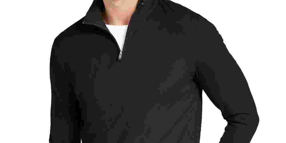 Alfani Men's Knit Ribbed Casual Shirt Black Size Medium
