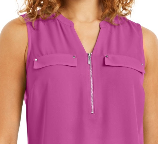 JM Collection Women's Zip Front Utility Top Pink Size Large
