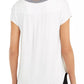 Alfani Women's Metallic Neck High Low T-Shirt White Size Petite Medium