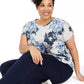 Ideology Women's Plus Floral Print T-Shirt Gray Size 1X