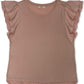 Style & Co Dot-TrimFlutter-Sleeve Top Pink Size Large