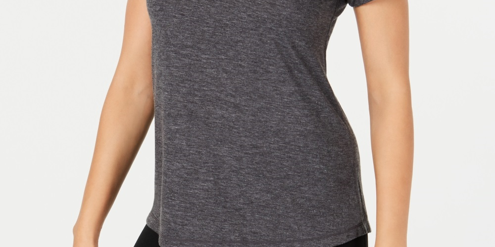 Ideology Women's Mesh Back T-Shirt Gray Size Small