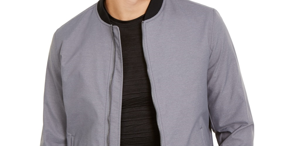 Alfani Men's Gray Full-Zip Bomber Jacket Gray Size XX-Large