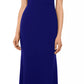 Betsy & Adam Women's Off The Shoulder Bow Back Evening Dress Blue Size 8