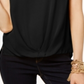 INC International Concepts Women's Jewel Neck Short Sleeve Casual Top Black Size PS