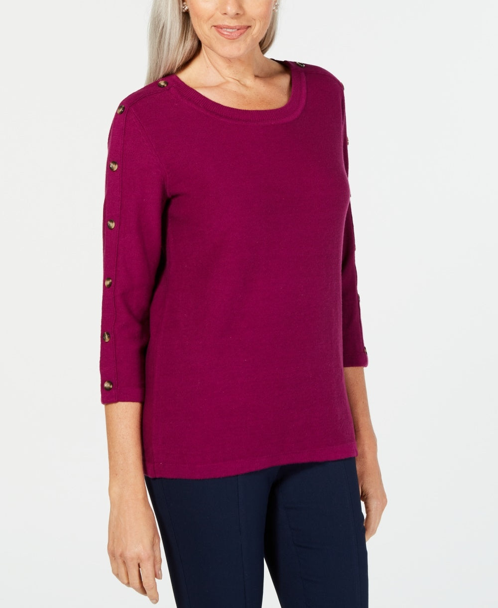Karen Scott Women's 3/4-Sleeve Sweater Red Size Medium