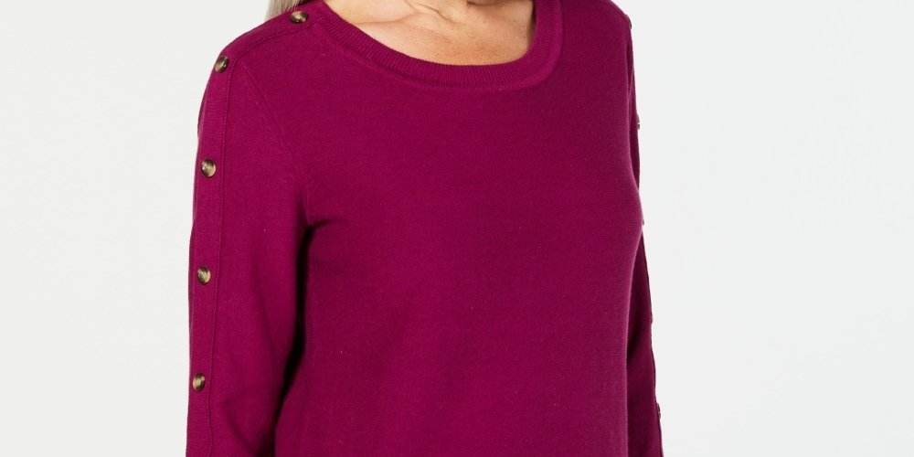 Karen Scott Women's 3/4-Sleeve Sweater Red Size Medium