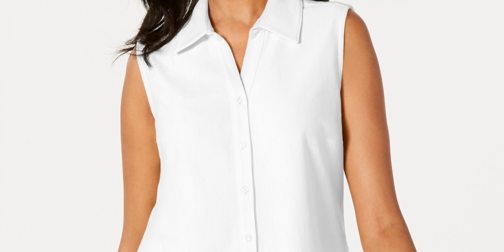 Charter Club Women's Petite Cotton Shirt White Size 6 Petite