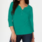 Karen Scott Women's Cotton Henley Top Blue Size Medium